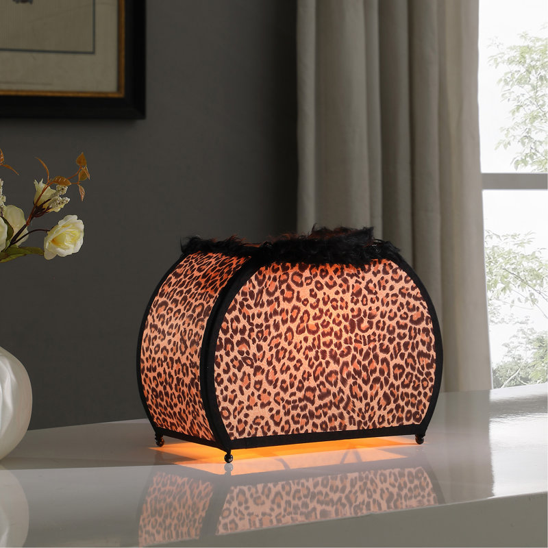 11.75" In Leopard Animal Print Purse W/ Black Faux Handle Table Lamp