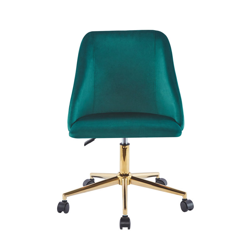 Chaise de bureau en velours Auman, Vert
