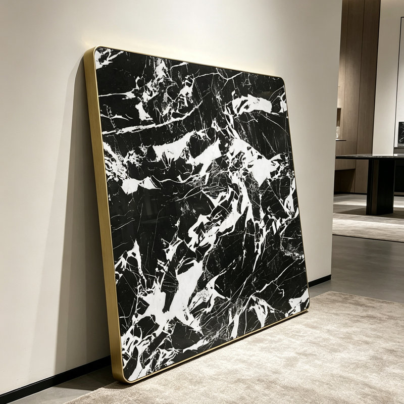 Plateau de table en pierre frittée carrée 30 "pour espaces commerciaux, Noir