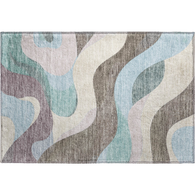Premium Machine Washable Mayfield AMF2186 swirls Rug, 1'8" x 2'6", Taupe