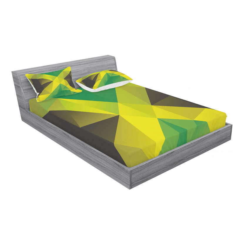 Jamaican Queen Microfiber Yellow Green Print Sheet Set