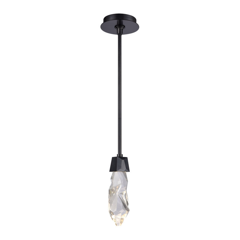 Luminaire suspendu simple à 1 lumière Angelus, Noir brossé satiné