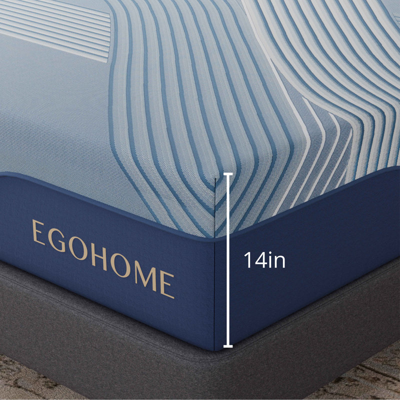 EGOHOME 14“ Medium Copper-Infused Gel Memory Foam Mattress in a Box, CertiPUR-US, OEKO-TEX Certified, 14", Queen