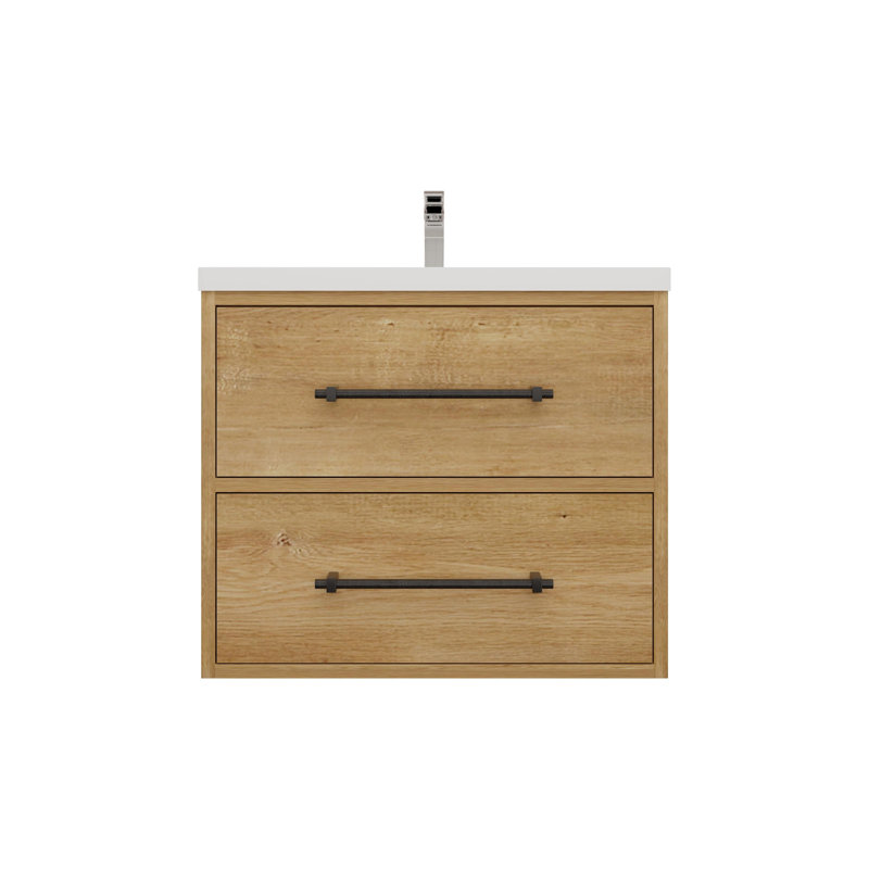Victoria 23.6 " W Wall Mounted 1 Single Vanity Bathroom Vanity With Acrylic Top, Oak