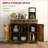 Sideboards, Modern Rustic Brown Sideboard with Solid Rubber Wood Top | 3 Drawers, Adjustable Shelf | Engineered Wood Frame