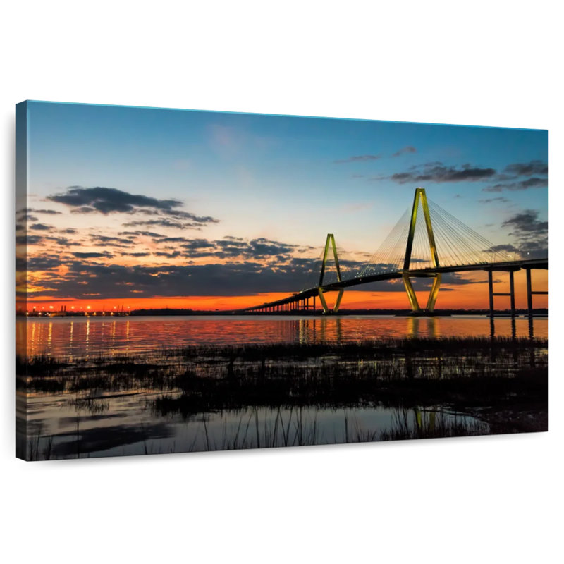 Lilie Sunset At Arthur Ravenel Bridge, 24" H x 36" W