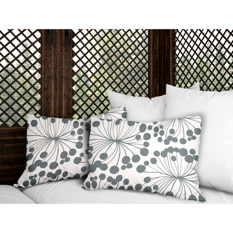 Polyester / Mélange de polyester Housse de coussin rectangulaire intérieure / extérieure lombaire et insert, Gris