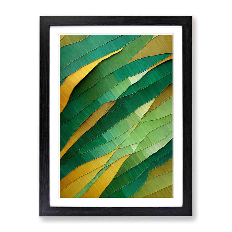 Lenamarie Fern Leaf Patchwork - Single Picture Frame Print, Black, 64cm H x 46cm W x 2cm D