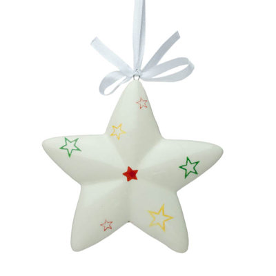 10.5cm Ceramic / Porcelain Astrology & Stars Holiday Shaped Ornament