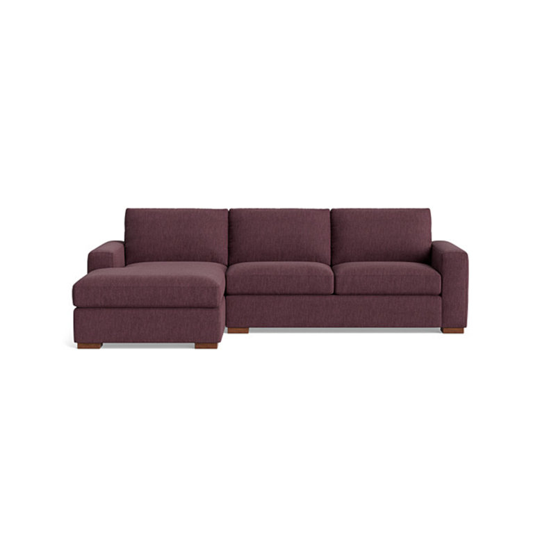 Couch Potato Chaise Sectional, Left Hand Facing, Performance Weave - Aubergine