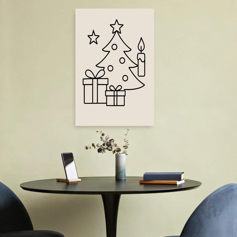 Impression d'art mural paysage de Noël abstrait, 24" H x 16" W