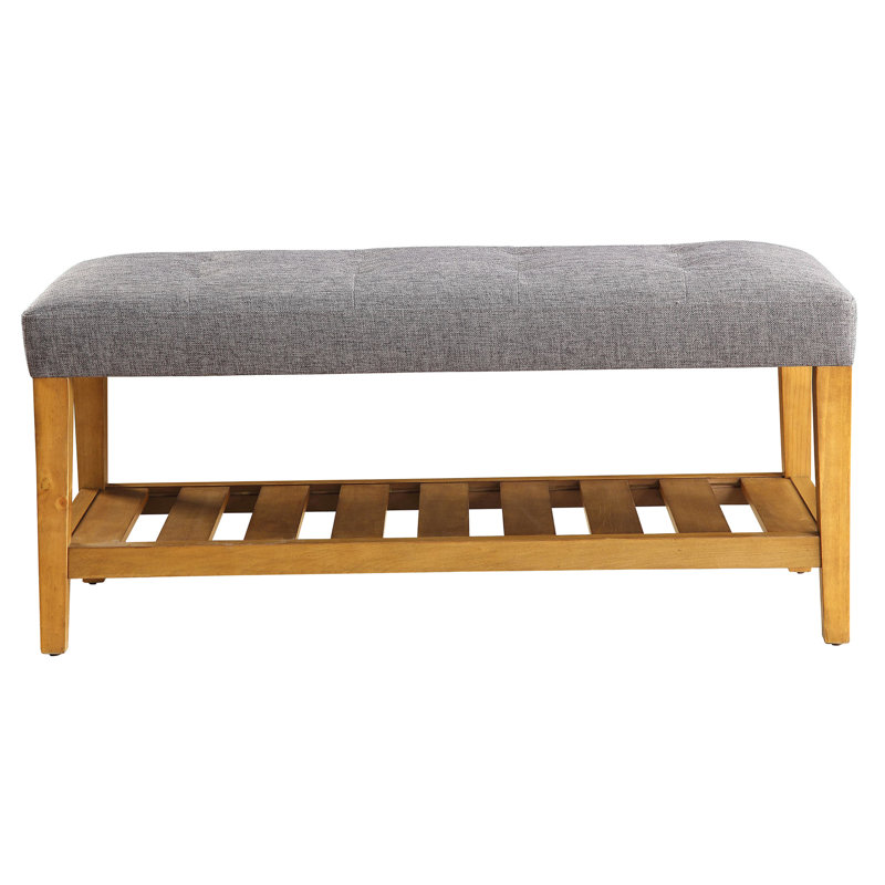 Banc de chambre gris avec tablette de rangement élégante et confortable