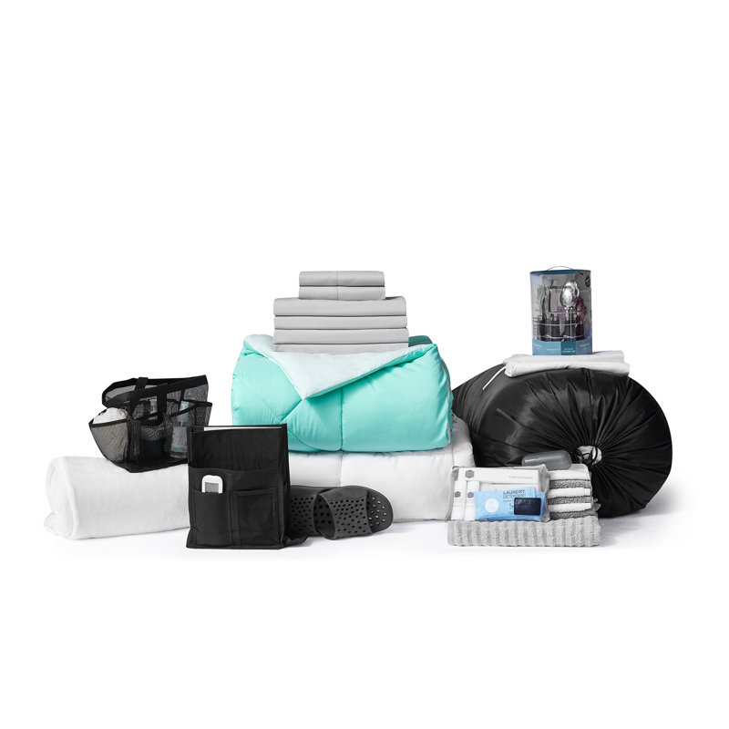 44 Piece College Dorm Bedding And Essentials Package, Green