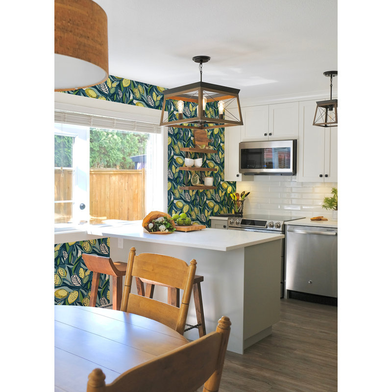 Citronelle Citrus Fruit Luxury Wallpaper, Blue