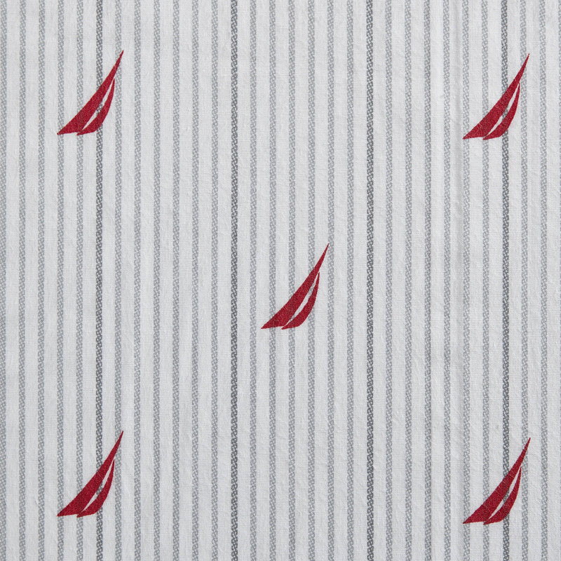 Bradford 200 Thread Count Breathable Cotton Percale Sheet Set, Queen Sheet Set with 2 Pillowcases, Audley Stripe Red