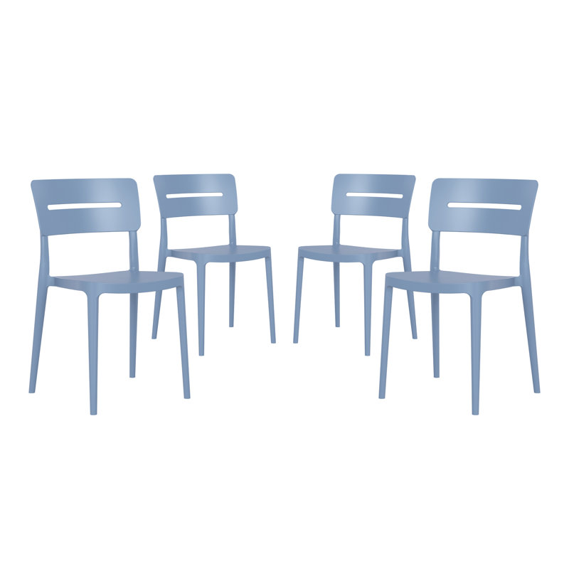 Chaise de salle à manger d'extérieur empilable (ensemble de 4), Bleu