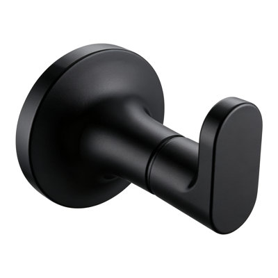 Minimalist Bathroom Towel Hook, Single Wall Mounted Stainless Steel Hook for Robes, Towels, Jackets & Bags, Matte Black