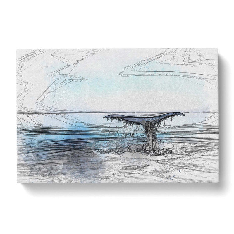 Whale Tail from the Ocean in Abstract - Wrapped Canvas Graphic Art Print, 60cm H x 91cm W x 3cm D
