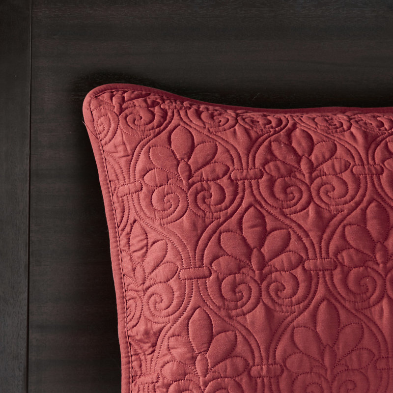 Couvre-lit réversible très grand rouge - Texture de rembourrage en coton 2 taies décoratives pour une literie fraîche 100% microfibre Hygiénique