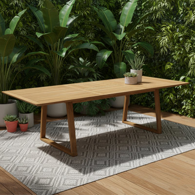 Table de salle à manger d'extérieur extensible en bois de teck rectangulaire | 100% bois de teck certifié FSC