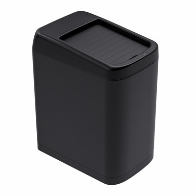 Poubelle à capteur de mouvement avec roulettes ELLO & ALLO 8 gallons, poubelle automatique en acier inoxydable avec couvercle coulissant, fermeture mains libres sans contact, noir