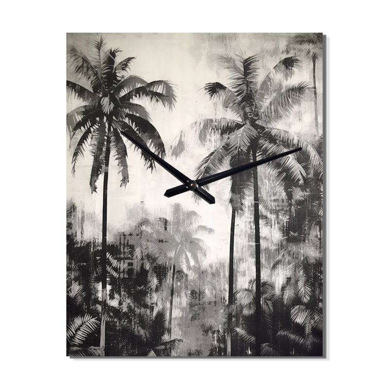 Horloge murale moderne Black Palm Paradise II - Tropical, Petit