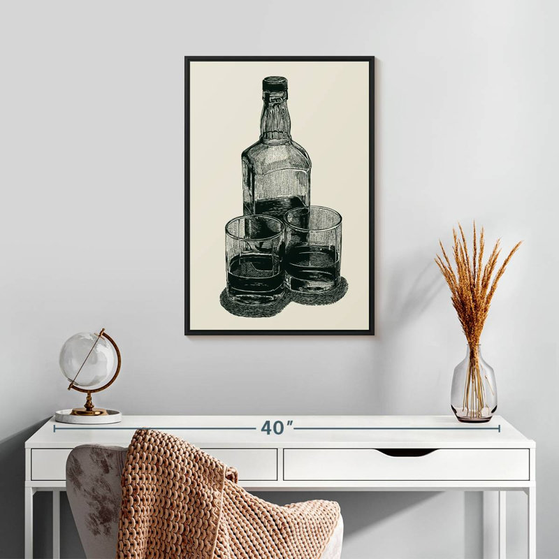 Verres à whisky rétro, Cadre flottant noir, 17 po x 25 po