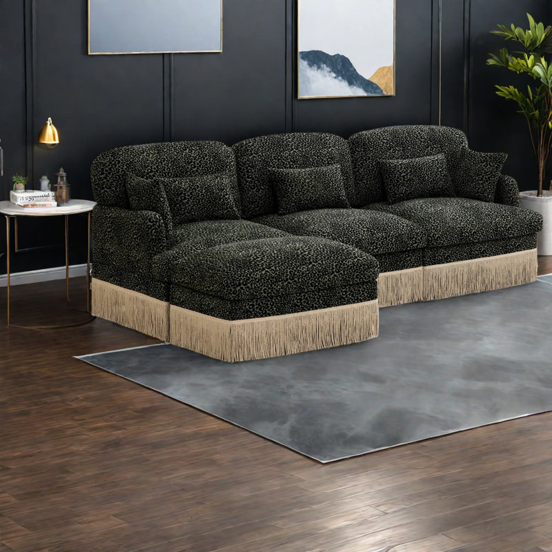 Deep Seat Modular Sofas, Chenille Leopard Contemporary Style For Home