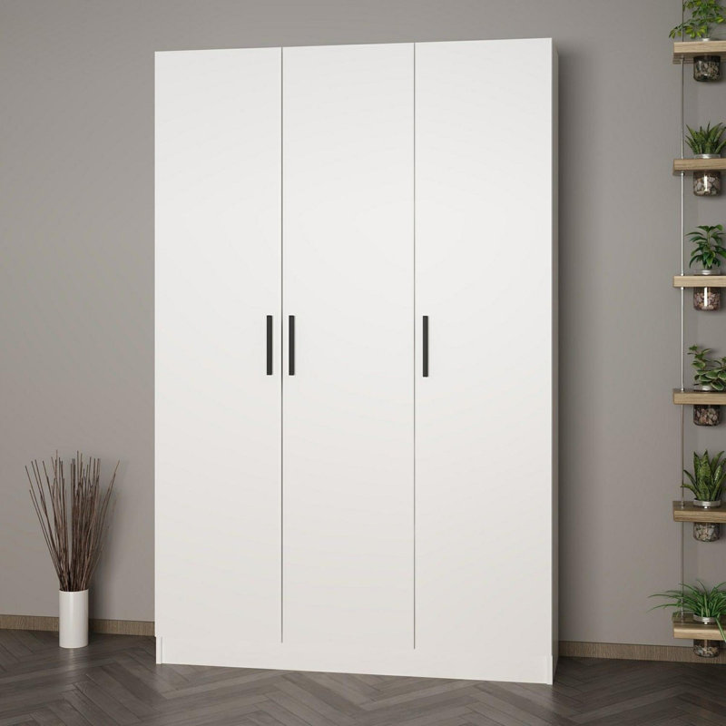 Support de couloir moderne, blanc, 53,1 po x 82,7 po x 13,8 po | 100% panneau de particules enduit de mélamine, épaisseur: 0,7 pouce | Conception élégante et fonctionnelle pour le rangement du vestibule, finition de couleur unie élégante