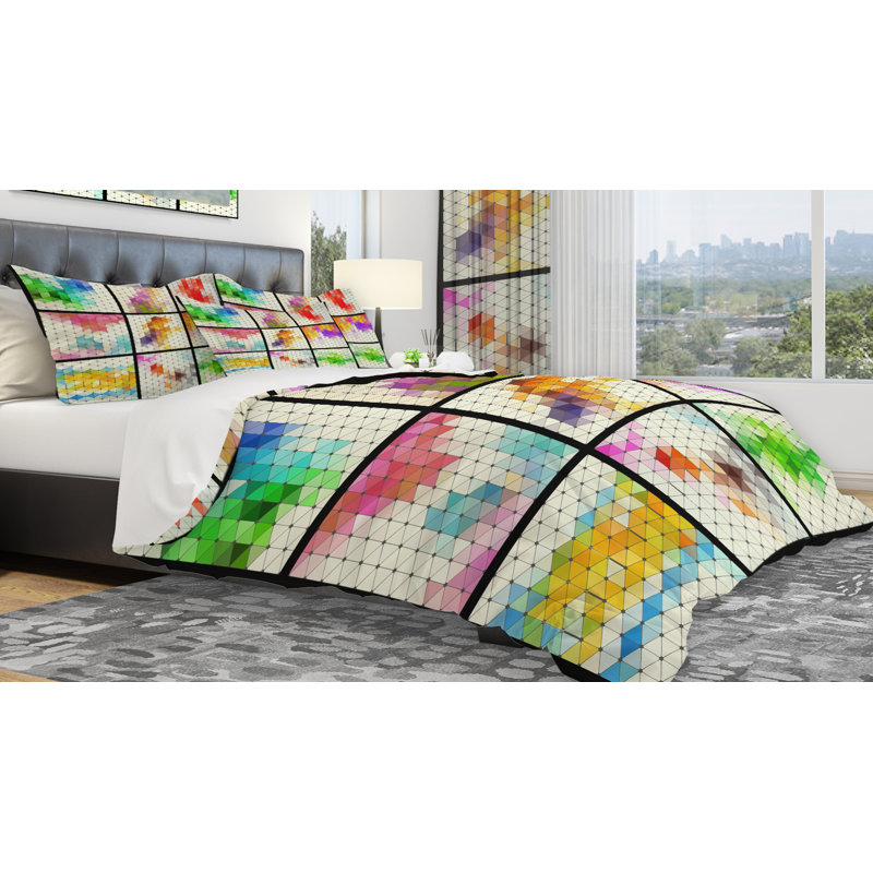 Ensemble de housse de couette à géométrie triangulaire designart compilation