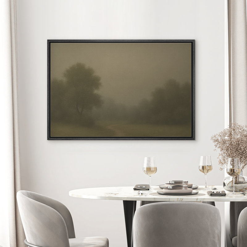 Art mural encadré «Misty Forest Path», H 16 po x l 24 po, Noir