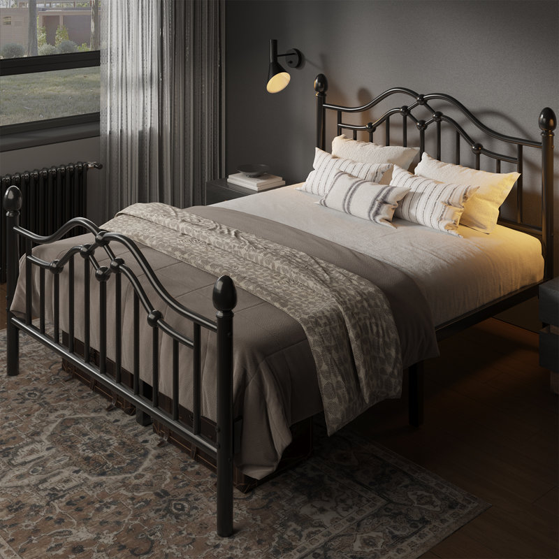 Queen Exquisite Metal Platform Bed with Sturdy and Stable Structure, Spacious Storage, Easy Assembly, Black, Black, Queen