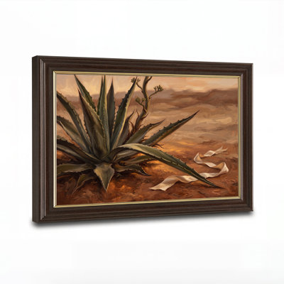 «Green Agave Succulent in Brown Desert Landscape», peinture sur toile