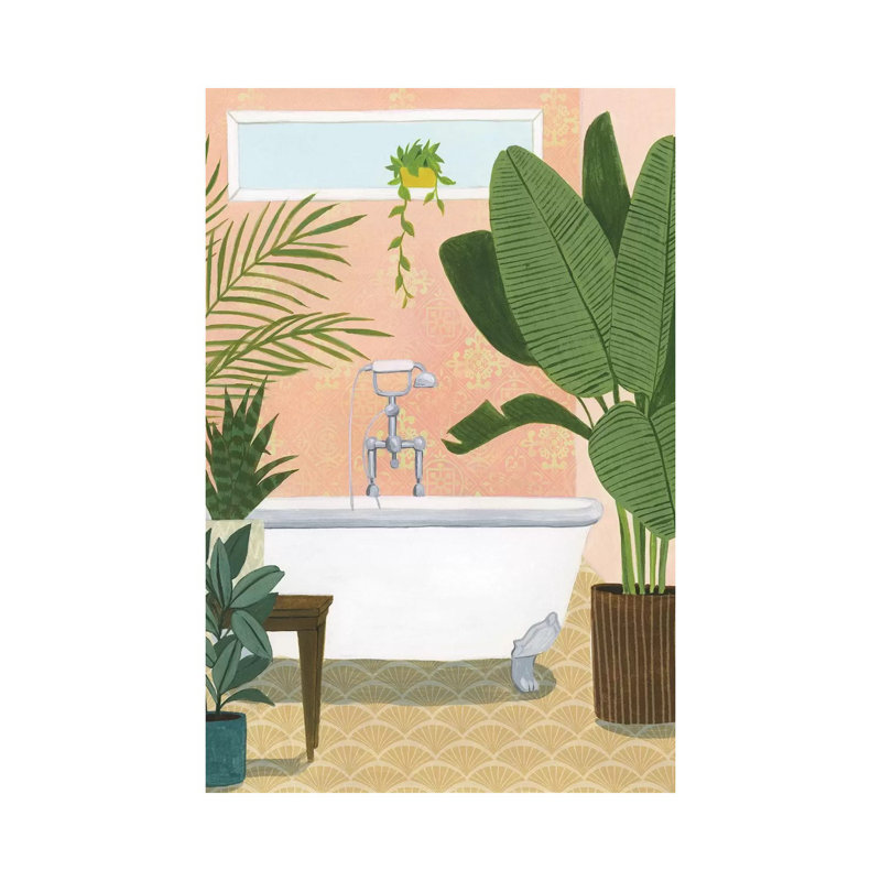 « Baignoire oasis I » par Grace Popp-impression d’art graphique, Toile tendue, Pas de tapis, H 26 po x l 18 po x 1,5 po