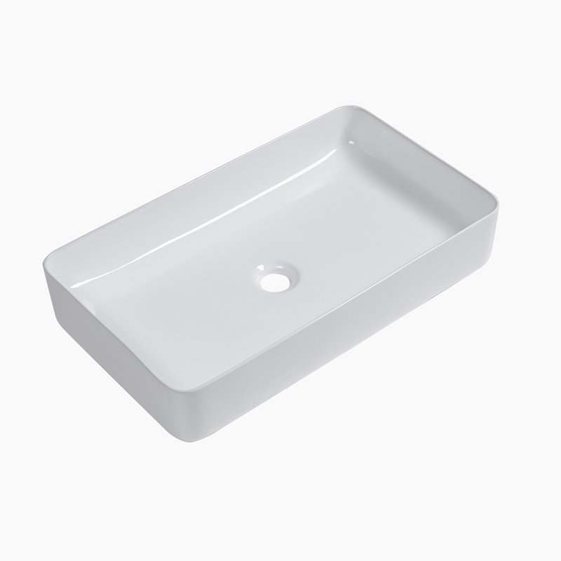 Hewei 14'' White Ceramic Rectangular Bathroom Sink with Overflow