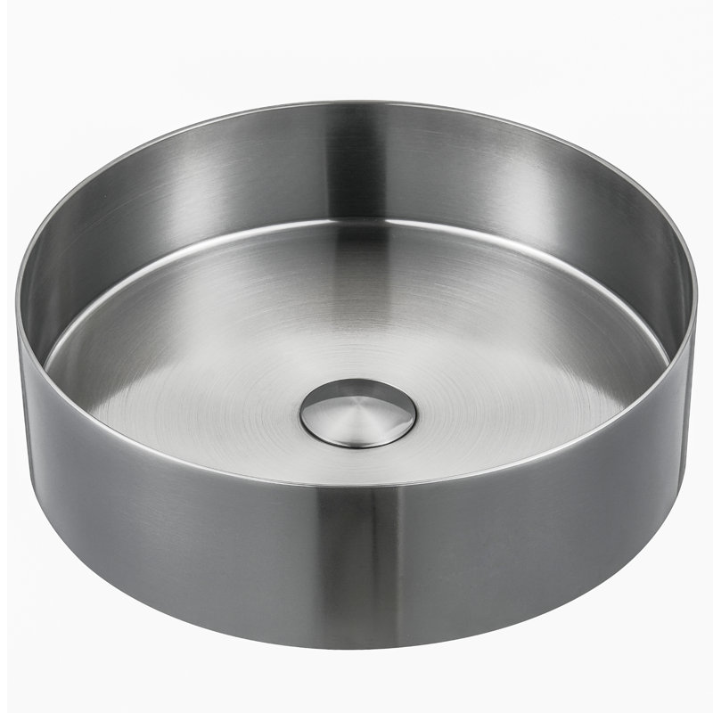 Lavabo de salle de bain vasque circulaire en acier inoxydable 14,25 po Karran Cinox, Acier inoxydable