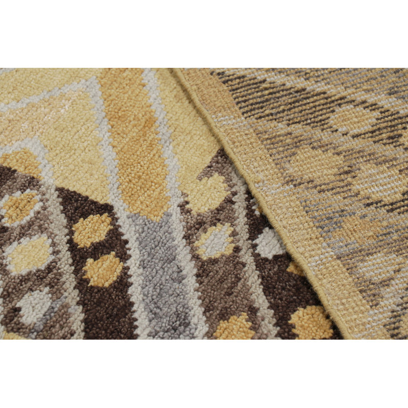 Scandinavian Hand Knotted Geometric Area Rug, Rectangle 10' x 14'