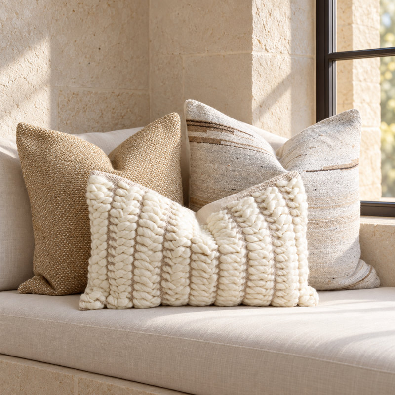 3-Piece Textured Boho Handwoven Decorative Pillow Cover Set