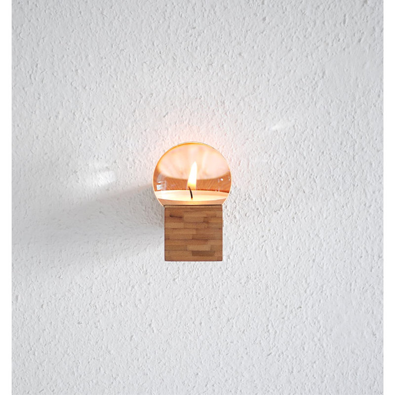 5.5'' H Wood Wall Tealight Holder, Brown
