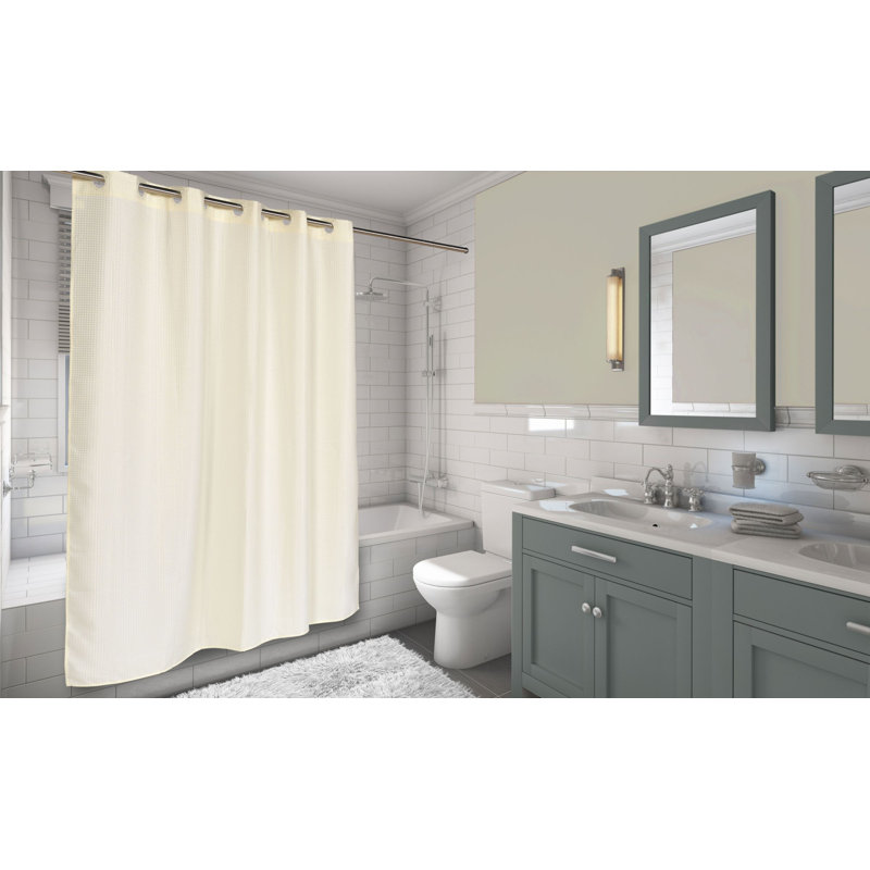 Maplewood Vinyl Shower Curtain, 75" H x 70" W, Cream