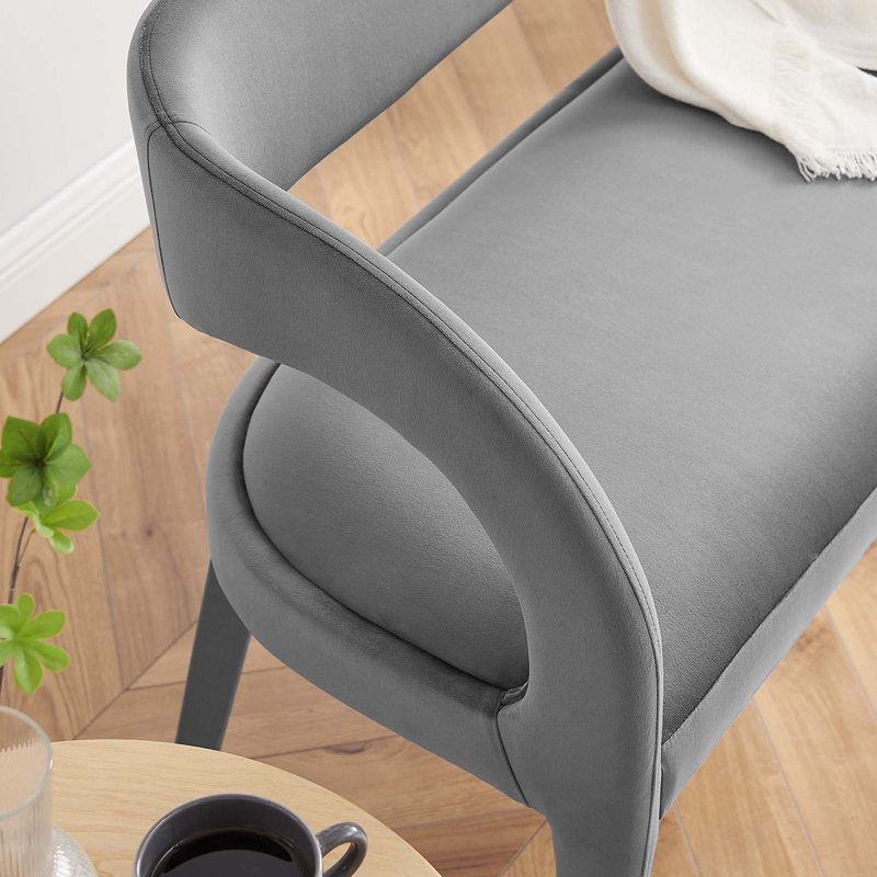 Modway Pinnacle Performance Velvet Accent Bench, Gray
