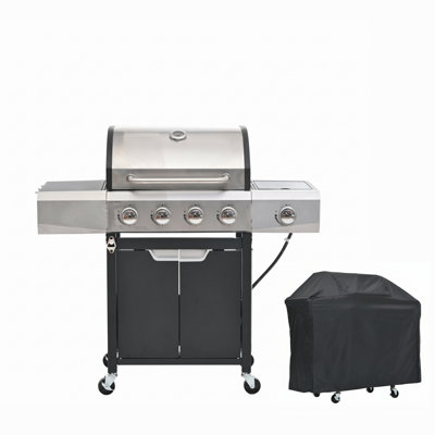 4-Burner Propane Gas Grill With 1 Side Burner For Outdoor BBQ,Camping.