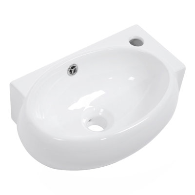 16.5X11 Inch White Ceramic Rectangle Wall Mount Bathroom Sink With Single Faucet Hole(Includes Only The Bathroom Sink)