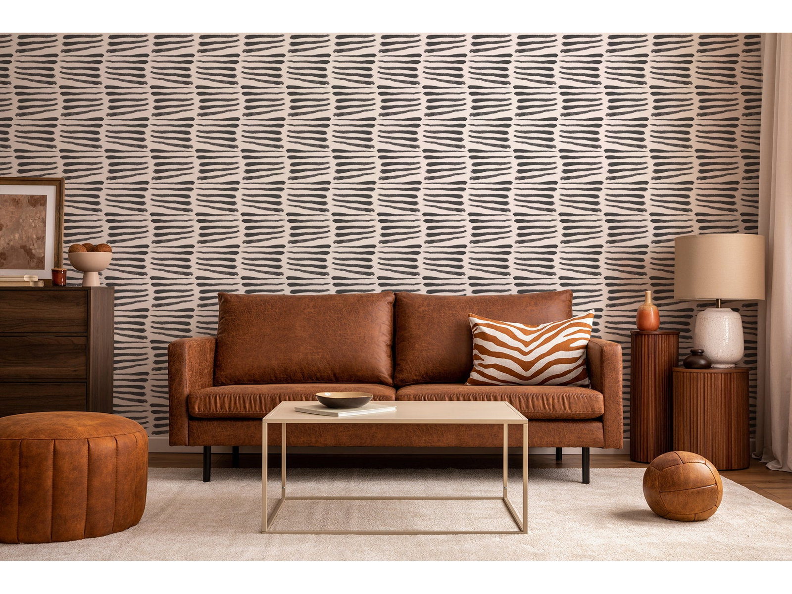 Nomad Self-Adhesive Wallpaper Roll, Black/White, Faux Grasscloth, Non-pasted