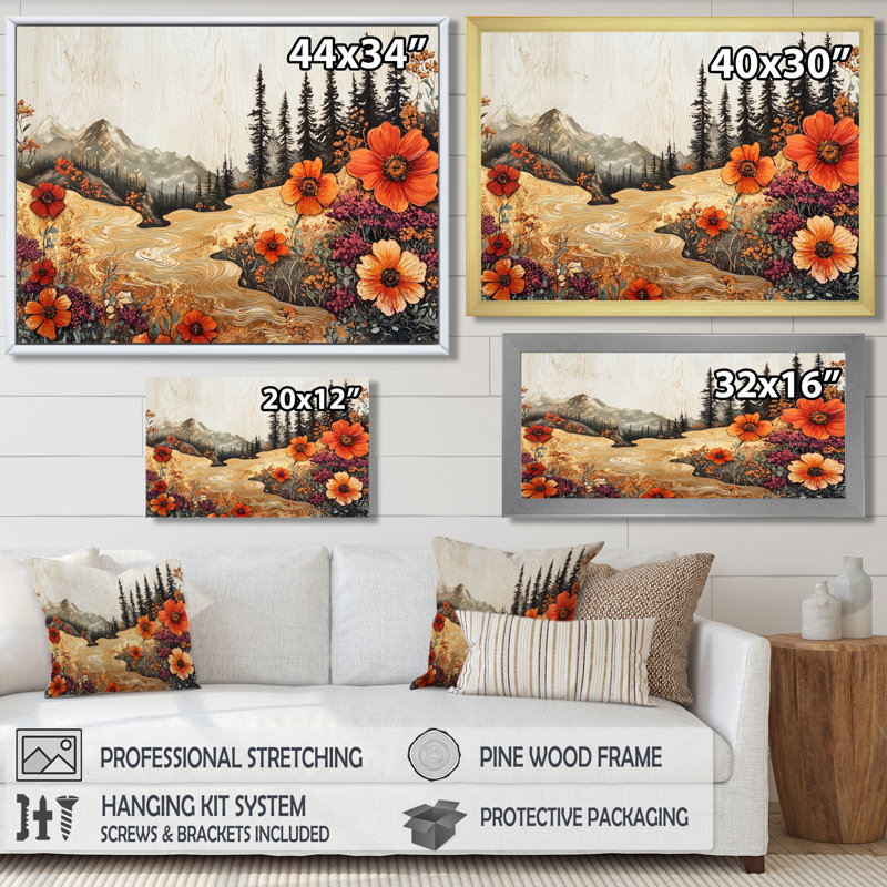«Genese Wildflowers Flowers On A Wood Slide River IV - Wildflowers», reproduction sur toile, H 30 po x l 40 po