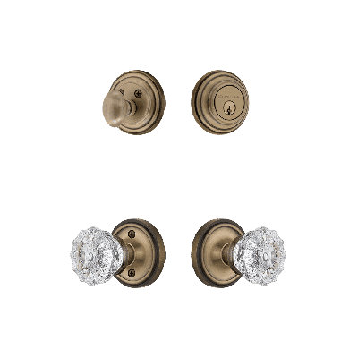 Nostalgic Warehouse Classic Rosette Entry Set With Crystal Knob In -2 3/8" Backset-Universal Handing