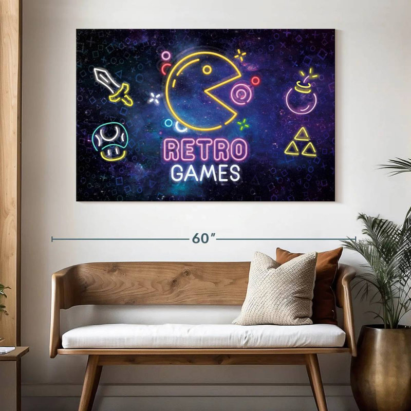 Keiraleigh Neon Retro Jeux, H 34 po x l 51 po