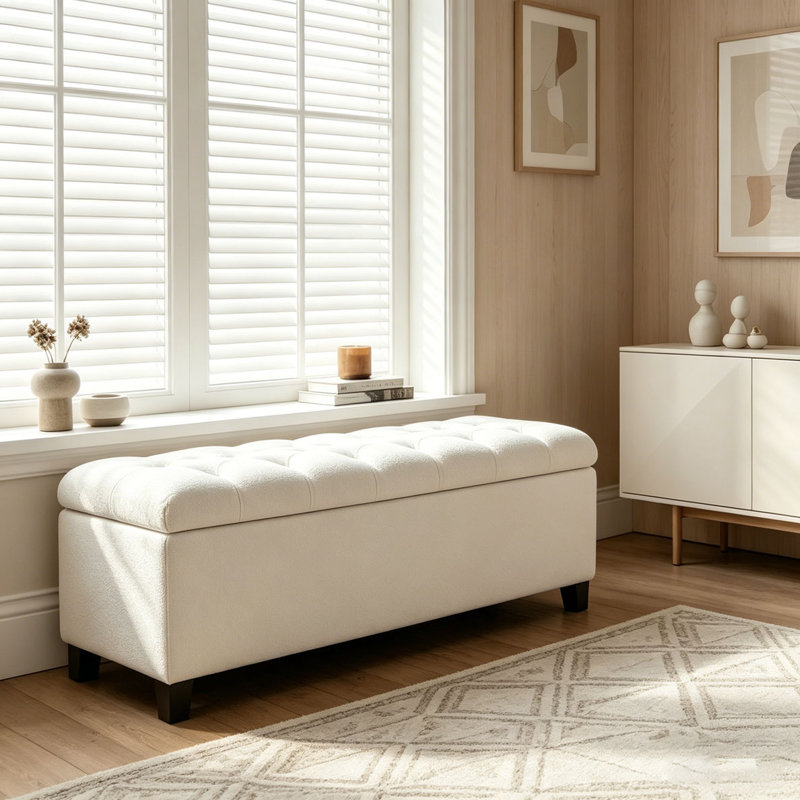 Banc avec rangement, Blanc
