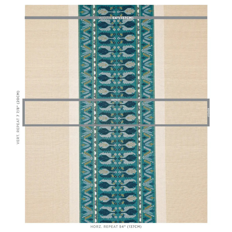 Sandor Stripe Embroidery Fabric, Peacock