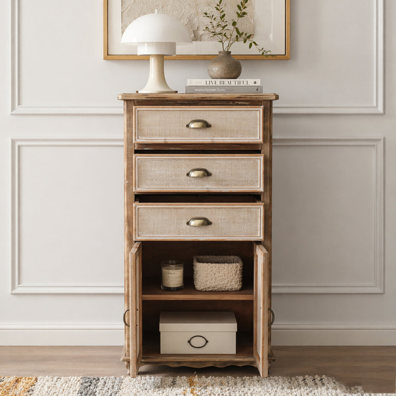 Armoire de rangement en bois rustique, Ancient White